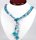 1 x blaue Halskette mit Glas Zucht Metall Perlmuttperlen