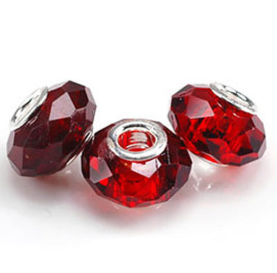 24 x Glasperlen Kristallglas Rot sch&ouml;ner Facettenschliff